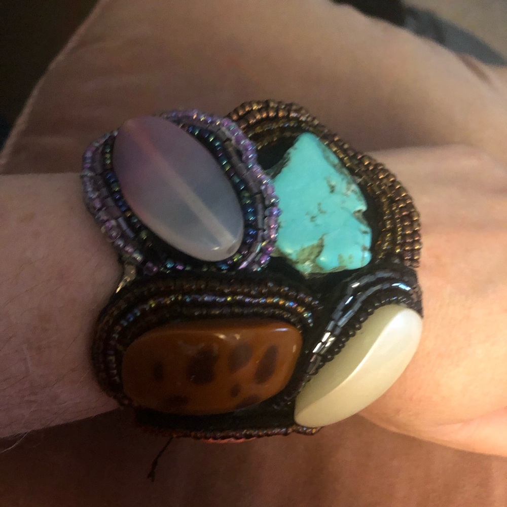 Huge Cabochon Multi Stone Cuff Bracelet - 787 $35 or $30 w/offer